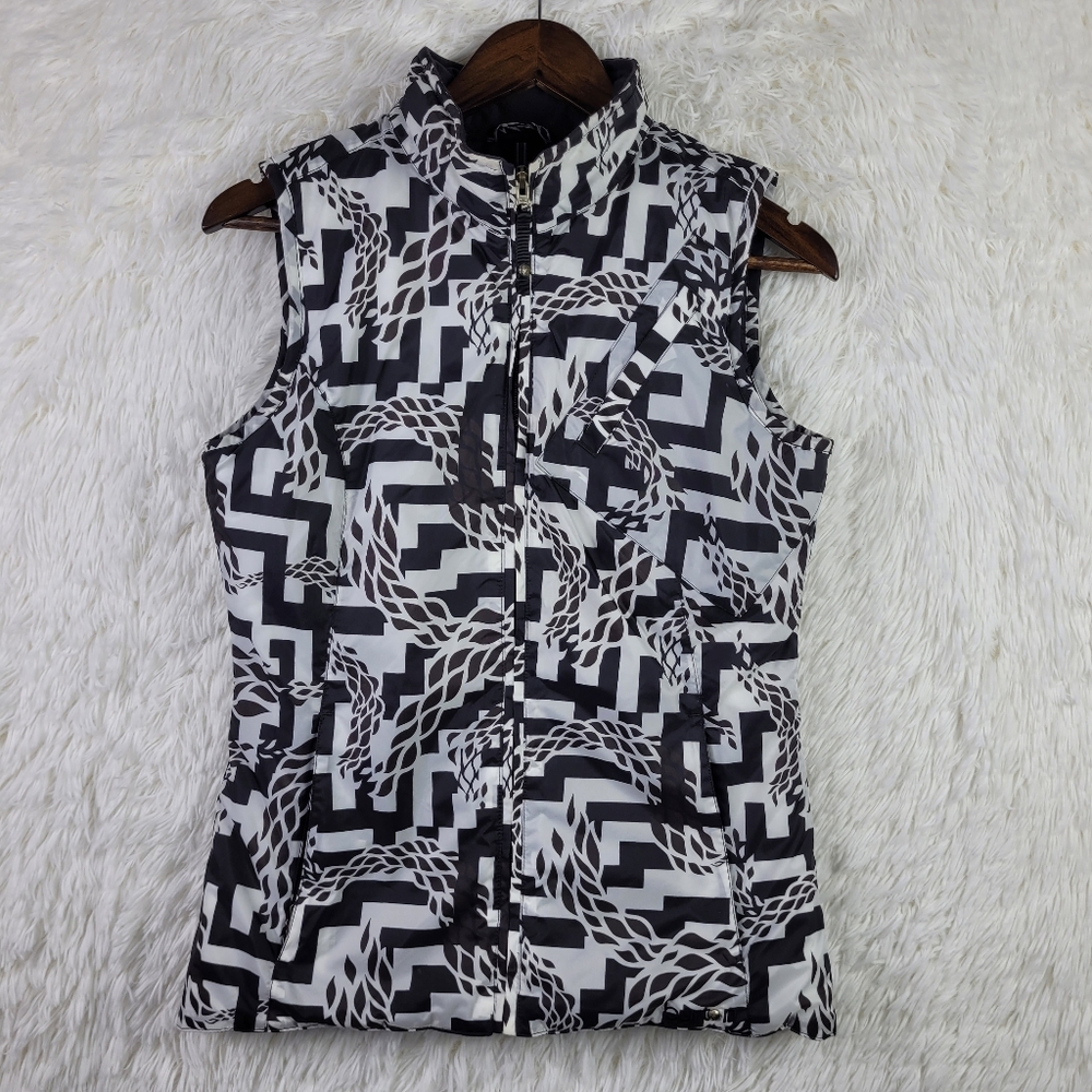 Burton Womens S Dryride Black‎ & White Geometric Nylon Insulated Vest Snowboard